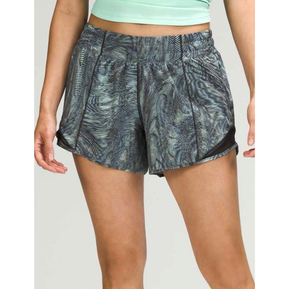 Lululemon Hotty Hot Low Rise Shorts 4" Dimensional Icing Blue Multi Black Size 8